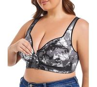 Wireless Full Coverage Wave Edge Non Wired T Shirt Bra Women's Large Size Non Steel Ring Bra Senior Tank Top Wide Straps Mesh Sports (50B)
