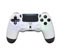 Wireless Gaming Controller Compatible with PS4 Console, PS4 Pro, PS4 Slim & PC, RGB Hall Effect Joystick, Dual Vibration, Type-C Charging (Lightning White)