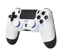 Wireless Gaming Controller Compatible with PS4 Console, PS4 Pro, PS4 Slim & PC, RGB Hall Effect Joystick, Dual Vibration, Type-C Charging (Spider White)