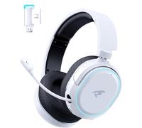 Wireless Gaming Headset, 7.1 Surround Sound, 2.4GHz USB Gaming Headphones with Bluetooth 5.4, 100H Battery, ENC Noise Canceling Mic, RGB Light, Computer Headset for PC PS5 PS4 Mac Switch (Black-White)