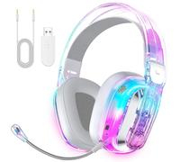 Wireless Gaming Headset for PS5, PS4, PC, Mac & Laptop, Low-Latency 2.4GHz USB & Type-C & Bluetooth Gaming Headphones, 7.1 Surround Sound, Noise-Isolating Microphone, 50mm Drivers, Crystal RGB Lights