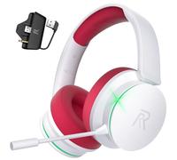 Wireless Gaming Headset for Xbox Series X|S, Xbox One, PS5, PS4, Noise Cancelling Bluetooth 5.3 Wireless Gaming Headphones, PC Headset with Microphone, 3D Surround Sound, 45H Battery, White Red Color