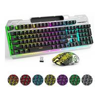 Wireless Gaming Keyboard and Mouse Combo, Rechargeable Battery with RGB Backlight 2000mAh Anti-Ghosting Mechanical Keyboard + 6D 3200DPI Mice for PC Gamer