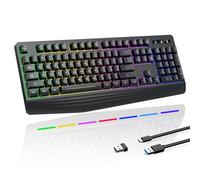 Wireless Gaming Keyboard, RGB & Single-Color Backlit, Full-Size Waterproof Keyboard, Silent Keys, Wrist Rest, Sleep Mode, Rechargeable Wireless Keyboard