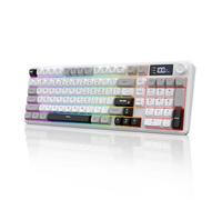 Wireless Gaming Keyboard with Smart Display & Knob Control, Tri-Mode BT5.0/2.4GHz/Wired RGB Backlit Computer Keyboards with Number Pad, 26-Key Rollover, Compatible for Windows, Mac