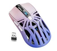 Wireless Gaming Mouse, 10000 DPI, Tri-Mode 2.4GHz/Bluetooth/Wired Mouse, 6 Buttons, Digital Display, Silent Mice, Rechargeable, Customizable Macro and RGB Backlight for PC/Mac/Laptop (Purple)