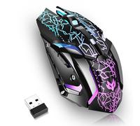 Wireless Gaming Mouse, Rechargeable Wireless Computer Mouse with Type-C Fast Charging, Ergonomic Mouse with 3 Adjustable DPI, 6 Silent Buttons, LED Light, Long Battery Life for Laptop, PC, Mac