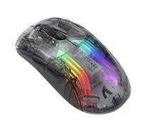 Wireless Gaming Mouse Transparent Rechargeable 2.4G Bluetooth Computer Mice, RGB Colorful Electronic Competition Office Silent Mouse, 3 Types of Connection, Fit for Computer, Tablet PC, Phone (Black)