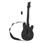 Wireless Guitar Controller 2.4G Console Remote Joystick with Strap & Wireless Dongle Wireless Gaming Controller for PS3 PC Guitar Hero Clone Hero Rock Band (Cool Black)