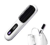 Wireless Hair Straightener Brush - Ceramic Hair Tool With USB Rechargeable Power | Brusque Electric LCD Display, 3 Temperature Settings, Fast Heating 30s, So