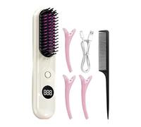 Wireless Hair Straightener, USB Rechargeable Straightening Brush - Portable Anti-frizz Straightener with 3 Temperatures Suitable for Thick Thin Dry Wet Hair Styling Travel