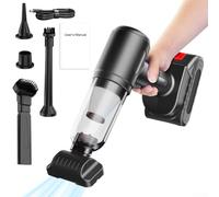 Wireless Handheld Car Vacuum Cleaner Battery Suction with Filter 5 Nozzles for Vehicle For Gan 200w Operation Home for Plus for 6000mah 4300pa Motor For Hepa (BLACK)