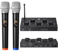 Wireless Handheld Microphone System, Dual UHF Cordless Mic 2x8 Adjustable Frequency, 100ft Coverage, Dynamic Microphone for Karaoke, Singing, Church, Home KTV