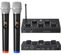 Wireless Handheld Microphone System, Dual UHF Cordless Mic 2x8 Adjustable Frequency, 100ft Coverage, Dynamic Microphone for Karaoke, Singing, Church, Home KTV