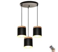 Wireless Hanging Light with Remote Control Rechargeable Chandelier for Kitchen Island Dining Table Living Room Bedroom Battery Operated Non Hardwired Farmhouse Style Fixture./Black/Disc 3 in 1