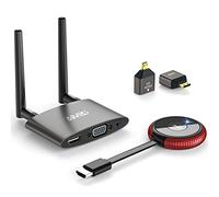 Wireless HDMI, 5GHz Wireless HDMI Transmitter and Receiver, HDMI/VGA Dual Screen Wireless Cast Video/Audio of Laptop/PC/Camera/Cable Box onto HDTV/Projector/Monitor,TikTok/YouTube/Netfix,165FT/50M,Red