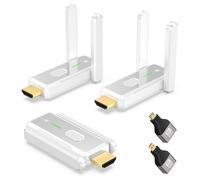 Wireless HDMI Transmitter and 4 Receivers 500FT/150M, 2.4G+5G Plug & Play Portable Wireless HDMI Splitter 1 to Multiple Screens for Video & Audio to Monitor from Laptop/PC/TV Box/Projector (1TX+2RX)