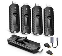 Wireless HDMI Transmitter and Four Receivers, Portable Multi-TV Extender, Plug and Play, Heat Control, 5.8G/2.4G@60Hz 50m, Wireless Video Stream from Laptop