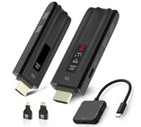 Wireless HDMI Transmitter and Receiver,165FT/50M,4K Decode Input/1080P Full Output,Plug&Play,No Need Wi-Fi/App,2.4G&5G,Video Streaming for Handphone/Camera/PC/Laptop/Projector/Game Console Black