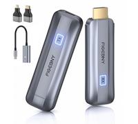 Wireless HDMI Transmitter and Receiver 4K, FIGEBNY Wireless HDMI Extender Sender Kit 2.4G/5G for Streaming Video Audio to Monitor for TV Box/PC/Laptop/HDTV/Projector Camera 2024 Portable Gray