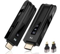 Wireless HDMI Transmitter and Receiver, Upgraded LED Display, 4K Decoding and 1080P Output, 2.4G/5G Portable Wireless HDMI Extender, Compatible with