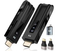 Wireless HDMI Transmitter and Receiver, Upgraded LED Display, 4K Decoding and 1080P Output, 2.4G/5G Portable Wireless HDMI Extender, Compatible with