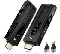 Wireless HDMI Transmitter and Receiver, Upgraded LED Display, 4K Decoding and 1080P Output, 2.4G/5G Portable Wireless HDMI Extender, Compatible with