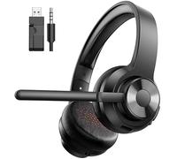 Wireless Headset with Mic for Work, Bluetooth 5.4 Office Headset with AI Noise Cancelling, USB A/C Dongle & Mic Mute for Computer Laptop PC, Lightweight Design for Call Center