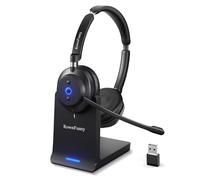 Wireless Headset with Mic for Work-Bluetooth Over Ear Headphones with Microphone,Noise Cancelling with Mute & USB Dongle for Computer/Phones/Remote Work/Call Center,Lightweight All Day Comfort