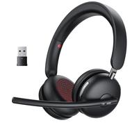 Wireless Headset with Mic for Work, One-Tap Mute & USB Dongle, Bluetooth 5.3 Headset, AI Noise Cancelling Mic, Wireless Headphones with Mic & 65H, Wireless Headset for PC/Teams/Computer/Laptop/Study