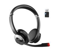 Wireless Headset with Microphone, Bluetooth V5.3 Headset, AI Noise Canceling Mic & USB Dongle, 26H Working Time & Mute Function, Wireless On-Ear Headphones for Computer/Phone/Office/Call Center/Zoom
