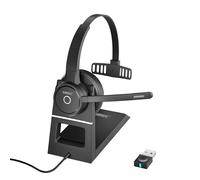 Wireless Headset with Noise Canceling Microphone for PC, Bluetooth headphones for Work with Mic Mute Charging Dock & USB Dongle AptX for Office Teams Trucker Computer Conference Calls Cell Laptop