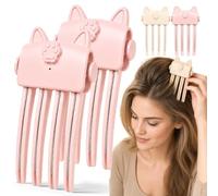 Wireless Heated Volumizing Root Lift Clip, Hot Root Clips for Curly Hair Volume with 2 Heat Settings, Portable Travel Hair Styling Tool for Flat Fine Hair, USB Rechargeable，2Pcs Pink