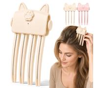 Wireless Heated Volumizing Root Lift Clip, Hot Root Clips for Curly Hair Volume with 2 Heat Settings, Portable Travel Hair Styling Tool for Flat Fine Hair, USB Rechargeable，Beige