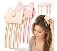 Wireless Heated Volumizing Root Lift Clip, Hot Root Clips for Curly Hair Volume with 2 Heat Settings, Portable Travel Hair Styling Tool for Flat Fine Hair, USB Rechargeable，Beige, Pink