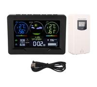 Wireless Indoor Outdoor Thermometer Digital Weather Forecast Temperature Humidity With Clock