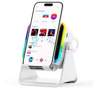 Wireless Induction Audio Bluetooth Speaker, 4-in-1 Design with RGB, Anti-Slip Base for 4-13" Phones, Bluetooth 5.3, Instant Play, Perfect Tech Gift (Square - White)