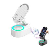 Wireless Induction Audio Bluetooth Speaker, 5-in-1 Bluetooth Audio Power Bank Bracket, °Rotating Folding Lifting Charging Treasure Holder with Colorful Ambient Light for Pad, Phone (White)