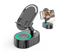 Wireless Induction Audio Bluetooth Speaker 5 in 1 Phone Holder,Bluetooth Audio Power Bank Bracket,Foldable Cell Phone Stand with Wireless Bluetooth Speaker and Power Bank,for Home Outdoors (Black)