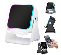 Wireless Induction Audio Speaker Stand - 5-in-1 Induction Bluetooth Speaker with Adjustable Phone Stand,5.3 Bluetooth, 8 RGB Lights, for Desk & Office (white) (white)