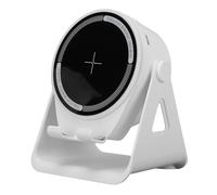Wireless Induction Speaker Bluetooth Phone Holder Stand with Dynamic LED Light for Home Office Entertainment (White)