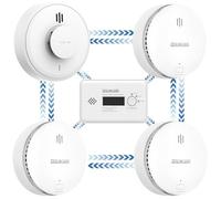 Wireless Interlinked Smoke,Heat and Carbon Monoxide Alarm Kit,Pre-linked,Compliant with Scotland & England Law, Remote Slience Function(3 Smoke + 1 CO + 1 Heat)