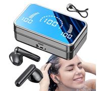 Wireless Intra Ear Headphones - Noise Reduction Gym Helmet | Display, Hi-Fi Sound Wireless 5.2 In Ear Tube Headphones with Mirror Effect Load 2200 mAh, 3.5 Hours