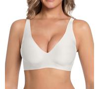 Wireless Jelly Bras For Women UK Leopard Print Deep V Push Up Bra Seamless Non Wired Full Coverage T-Shirt Bra Soft Comfort Ladies Everyday Bras Sleep Sports Bralettes With Adjustable Straps