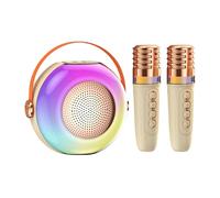 Wireless Karaoke Machine, Portable Karaoke Machine - Small Speaker with Two Microphones, LED Lights, Music Player for Family Gatherings, Sound Box for Adults and