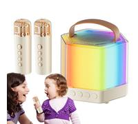 Wireless Karaoke Machine - Speaker | Portable Stereo Audio System | with Two Microphones & Lights, Compact Speakers for Meetings, Dan Barbecues