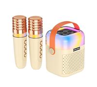 Wireless Karaoke Machine with 2 Wireless Microphones, BT Microphone and Speaker KTV Set with RGB Light Effects 3D Surround Sound Rechargeable Handheld Mic Portable Karaoke System