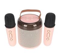 Wireless Karaoke Speakers, Portable Speaker 2 Wireless Microphone Set Mini 5.3 With 16 Light Beads For Home Camping (Pink)