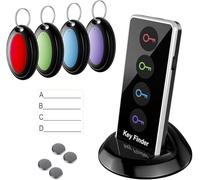 Wireless Key Finder with Remote, RF Item Locator with 100ft Range & 80dB Sound,1 Transmitter + 4 Receivers for Finding Keys, Wallets, Pets, Luggage, Glasses, Phones, Easy One-Button Tracking