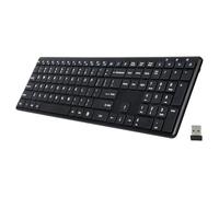 Wireless Keyboard-2.4G Ultra Slim Quiet Full Size Matte USB PC Computer Keyboard,19 Multimedia Keys,Number Pad,Plug&Play,Lag-Free Ergo,Long Battery life for Desktop,Laptop,Smart TV,MAC,Windows,QWERTY